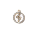 Colgante redondo dorado en forma de S con circonitas para joyería - Patrón de Serpiente Tono Dorado con Zirconia Blanca