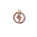 Colgante redondo dorado con diseño de serpiente y pavé de circonitas rosas - Patrón de Serpiente Tono Dorado con Zirconia Rosa