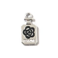 Silver perfume bottle charm with black camellia flower for DIY jewelry making - Black Camellia Style / Silver