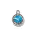 Versilberter runder Anhänger mit blauem Kristall und gedrehtem Rand für DIY-Schmuck - Blau (Versilbert)