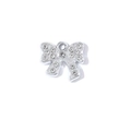 Silver bow pendant with white crystals and top ring for DIY jewelry making - Silver Base White Rhinestone Bow (XS-975)