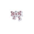 Silver bow pendant charm with pink rhinestones and crystals for DIY jewelry making - Silver Base Pink Rhinestone Bow (XS-975)