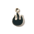 Flame shaped charm pendant in gold finish with black enamel for DIY jewelry making - Black Hanging Plated