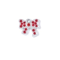 Silver bow pendant charm featuring sparkling red rhinestones and a top hanging loop - Silver Base Red Rhinestone Bow (XS-975)