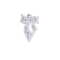 Silver bow pendant with sparkling rhinestones for jewelry making and diy accessories - Silver Ribbon White Rhinestone Bow (XS-975)