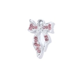 Elegant silver bow pendant featuring sparkling pink rhinestones and a top hanging loop - Silver Ribbon Pink Rhinestone Bow (XS-975)