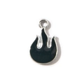 Ciondolo a forma di fiamma in argento e smalto nero per gioielli fai da te e portachiavi - Nero Placcato UV