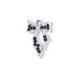Silver bow pendant charm with black rhinestones and loop connector on white background - Silver Ribbon Black Rhinestone Bow (XS-975)