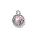 Runder rosa Edelstein-Anhänger mit facettiertem Kristall und Silberrahmen für DIY-Schmuck - Rosa Versilbert