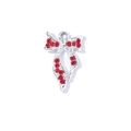 Silver alloy bow pendant charm with red rhinestones and top ring for necklaces - Silver Ribbon Red Rhinestone Bow (XS-975)