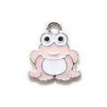 Cute pink and white cartoon frog alloy pendant with oil drip for DIY jewelry making - Pink UV Plated
