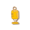 Cute yellow enamel microphone pendant charm with gold-plated metal for DIY jewelry making - Yellow Gold Plated