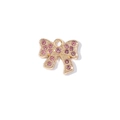Pink rhinestone bow pendant charm with golden alloy base for jewelry making and accessories - Gold Base Pink Rhinestone Bow (XS-975)