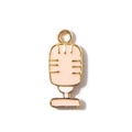 Pink enamel microphone pendant in gold-tone alloy for DIY jewelry and bracelets - Pink Hanging Plated