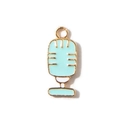 Mint green and gold alloy microphone charm pendant for DIY handmade jewelry crafts - Blue Hanging Plated