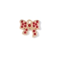 Golden bow pendant with red rhinestones and hanging loop for jewelry making - Gold Base Red Rhinestone Bow (XS-975)
