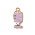 Microphone pendant charm in gold alloy and purple enamel for DIY jewelry making - Purple Hanging Plated