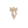Golden alloy bow pendant with sparkling rhinestones for DIY jewelry and bag accessories - Gold Ribbon White Rhinestone Bow (XS-975)