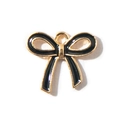 Goldener Schleifenanhänger mit schwarzer Emaille für DIY-Schmuck und Armbänder - Schwarz Hängend Platiert