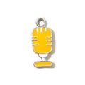 DIY microphone pendant with yellow enamel finish and alloy frame for jewelry making - Yellow UV Plated