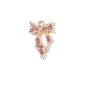 Gold bow pendant with pink crystals for jewelry making and necklace DIY accessories - Gold Ribbon Pink Rhinestone Bow (XS-975)