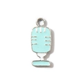 Mint green retro microphone charm in silver alloy for DIY jewelry and bracelets - Blue UV Plated