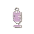 Cute purple enamel microphone pendant charm in silver alloy for DIY jewelry - Purple UV Plated