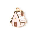 Cartoon-Schneehau-Anhänger in Rosa und Weiß mit Goldmetallkante für DIY-Schmuckherstellung - Rosa