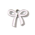 Pink enamel bow pendant with silver metal base for DIY jewelry making and crafts - White UV Plating