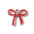 Red bow tie pendant in silver-tone alloy for DIY jewelry and accessory making - Red UV Plating