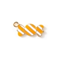 Cartoon candy cane pendant charm with orange and white enamel finish for jewelry - Yellow Candy