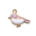 Golden bird charm with lavender enamel finish for DIY jewelry and keychains - Purple