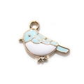 DIY blue and white bird charm with gold alloy edges for bracelets and keychains - Blue