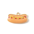 Cartoon hotdog emaille bedel van goudlegering voor DIY-sieraden en sleutelhangers - Bruin (Verguld)