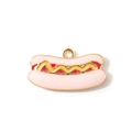 Schattige hotdog emaille bedel in roze en goud voor DIY armbanden en sleutelhangers - Roze (Verguld)