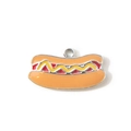 Cartoon hotdog hanger van legering met oranje broodje en rode worst voor DIY - Bruin (Wit Geplateerd)