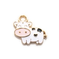 Colgante de vaca de dibujos animados en esmalte blanco y negro con aleación dorada para DIY - Blanco Chapado en Oro