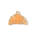 Cute golden alloy croissant charm with orange enamel finish for DIY jewelry - Brown Gold Plated