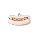 Hotdog cartoon hanger in roze en geel emaille afwerking voor DIY sieraden maken - Roze (Verzilverd)