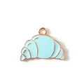 Cute light blue enamel croissant charm with gold alloy finish for DIY jewelry - Blue Gold Plated