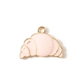 Cute pink croissant pendant in gold alloy finish for DIY bracelet and jewelry making - Pink Gold Plated