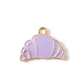 Cute light purple croissant alloy charm with golden edges for DIY jewelry making - Purple Gold Plated