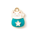 Μενταγιόν Maneki-neko από χρυσό κράμα με μπλε σμάλτο και λεπτομέρεια αστεριού - Μπλε