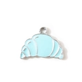 Cute light blue croissant charm with alloy base and enamel finish for DIY jewelry - Blue (Silver Plated)