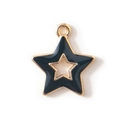 Colgante de estrella de aleación dorada con esmalte negro y calado para joyas de bricolaje - Negro Chapado en Oro