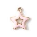Colgante de estrella rosa calada con borde dorado para creación de joyas DIY - Rosa Chapado en Oro