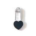 Silver paperclip pendant with black heart enamel charm for DIY jewelry and crafts - Black Silver Plated Style