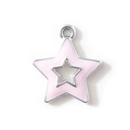 Rosa Emaille-Stern-Anhänger mit Silberkante und hohler Mitte für DIY-Schmuck - Rosa Versilbert