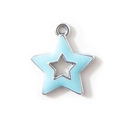 Himmelblauer Stern-Hohlanhänger mit Silberrand und Emaille für DIY-Schmuckstücke - Blau (Versilbert)