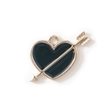 Colgante de flecha de Cupido y corazón con esmalte negro y metal dorado para joyería DIY - Negro Chapado en Oro
